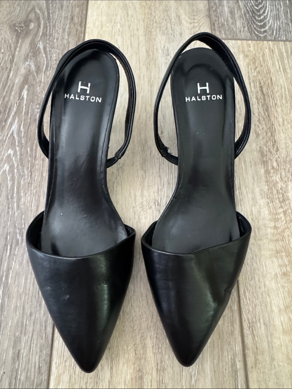 Halston Heritage Women's Black Pointed Slingback Heels Sz 6